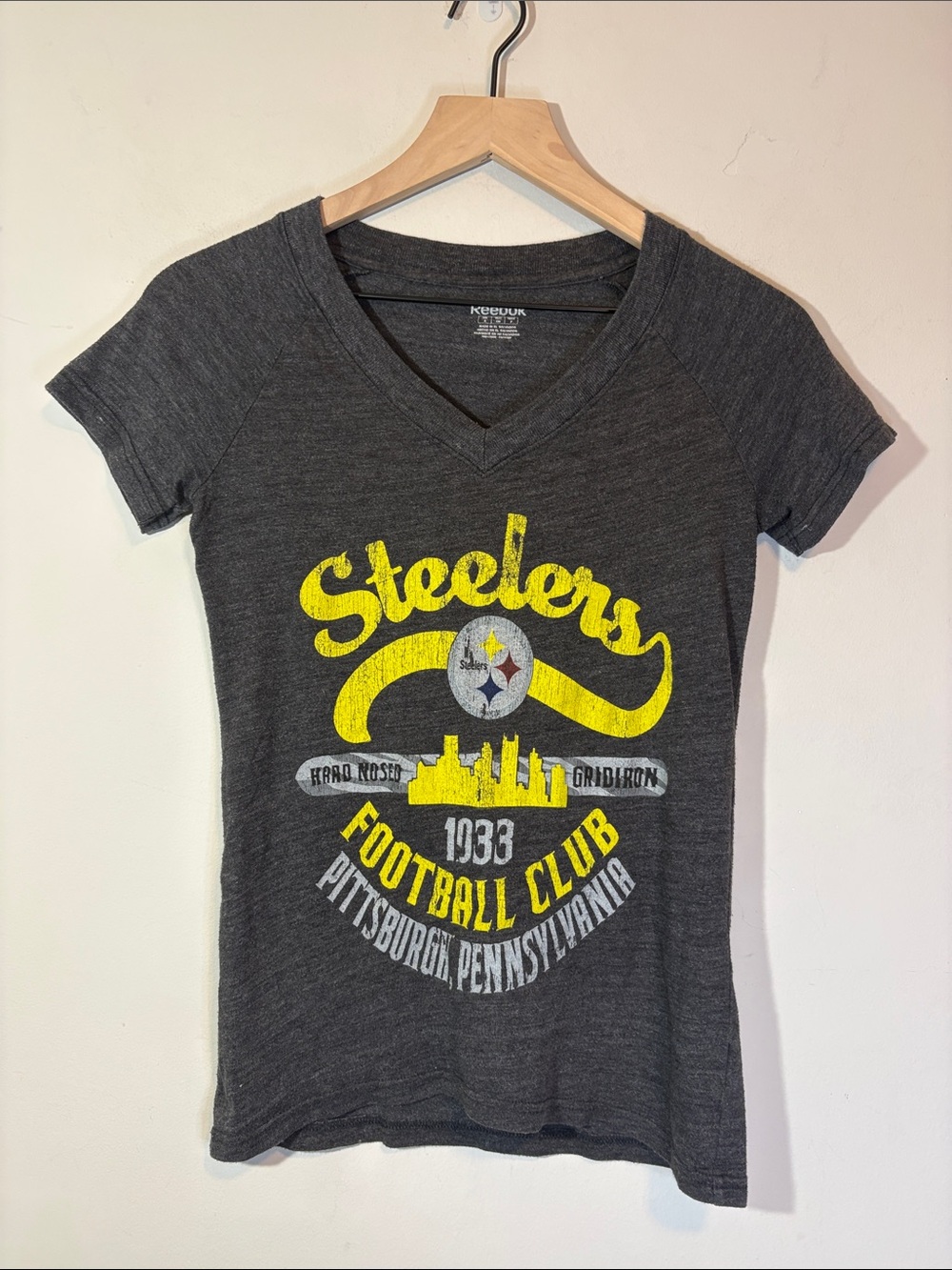 Y2K Style Fitted Vneck Womens Steelers Football Club Pittsburgh Gridiron Graphic